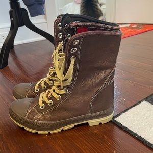 Converse WOOLRICH Collab. Brown Leather Wool Plaid Lined Women's Boots